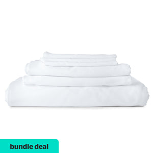 Essential Cotton Sateen White Bed Linen Value Set - 